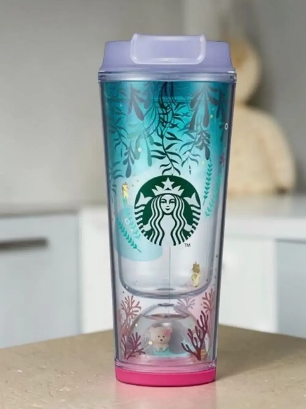 Starbucks Korea Mermaid Snow Globe Tumbler 355ml Double Wall Underwater Sea Life